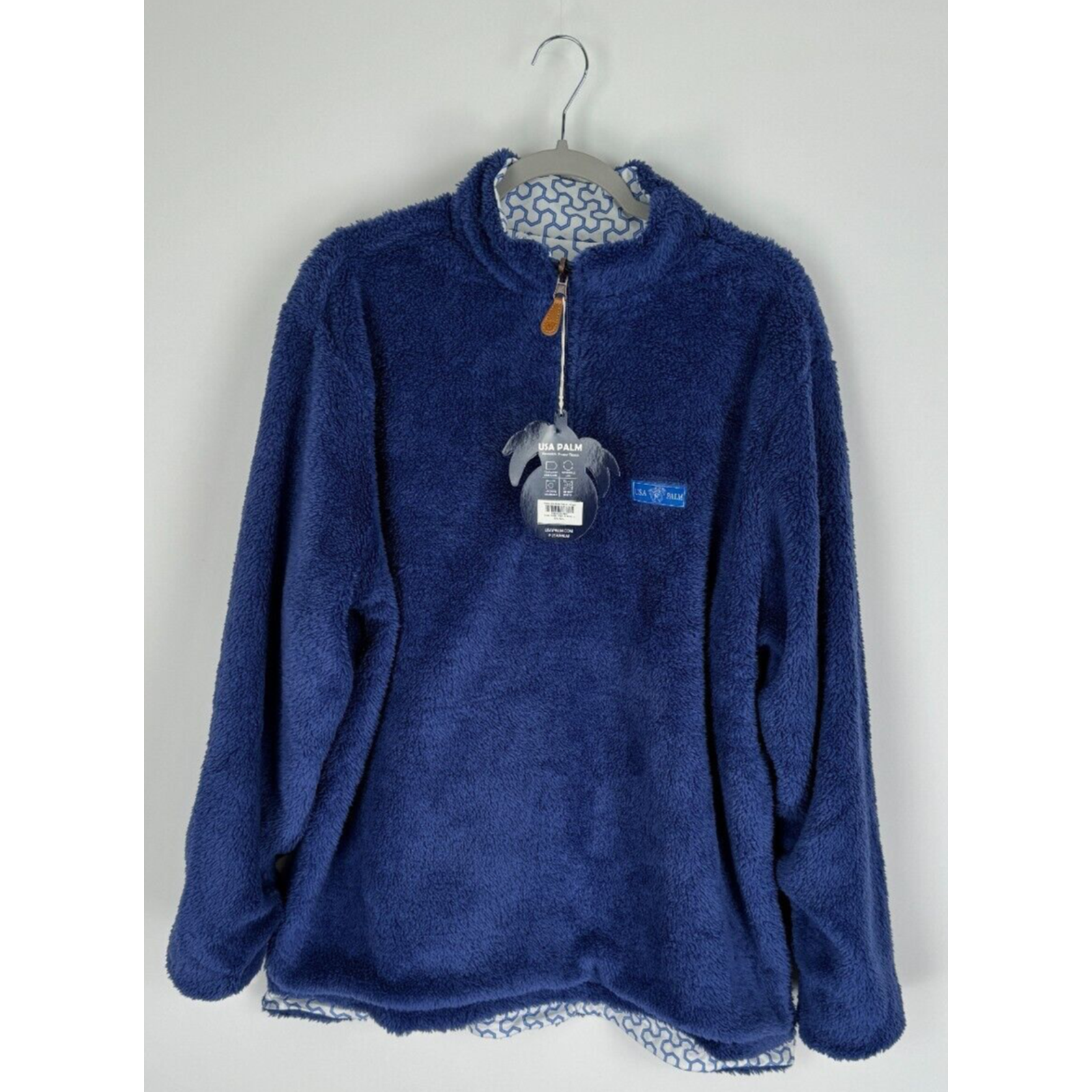 Usa Palm Mens Reversible Shaggy Ocean Fleece Tribe 2.0 1/4 Zip Size Large Nwt